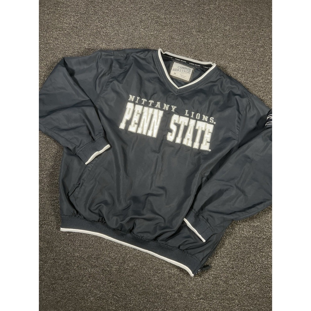 VTG Penn State Sweatshirt Men Medium Blue Windbreaker Embroidered
